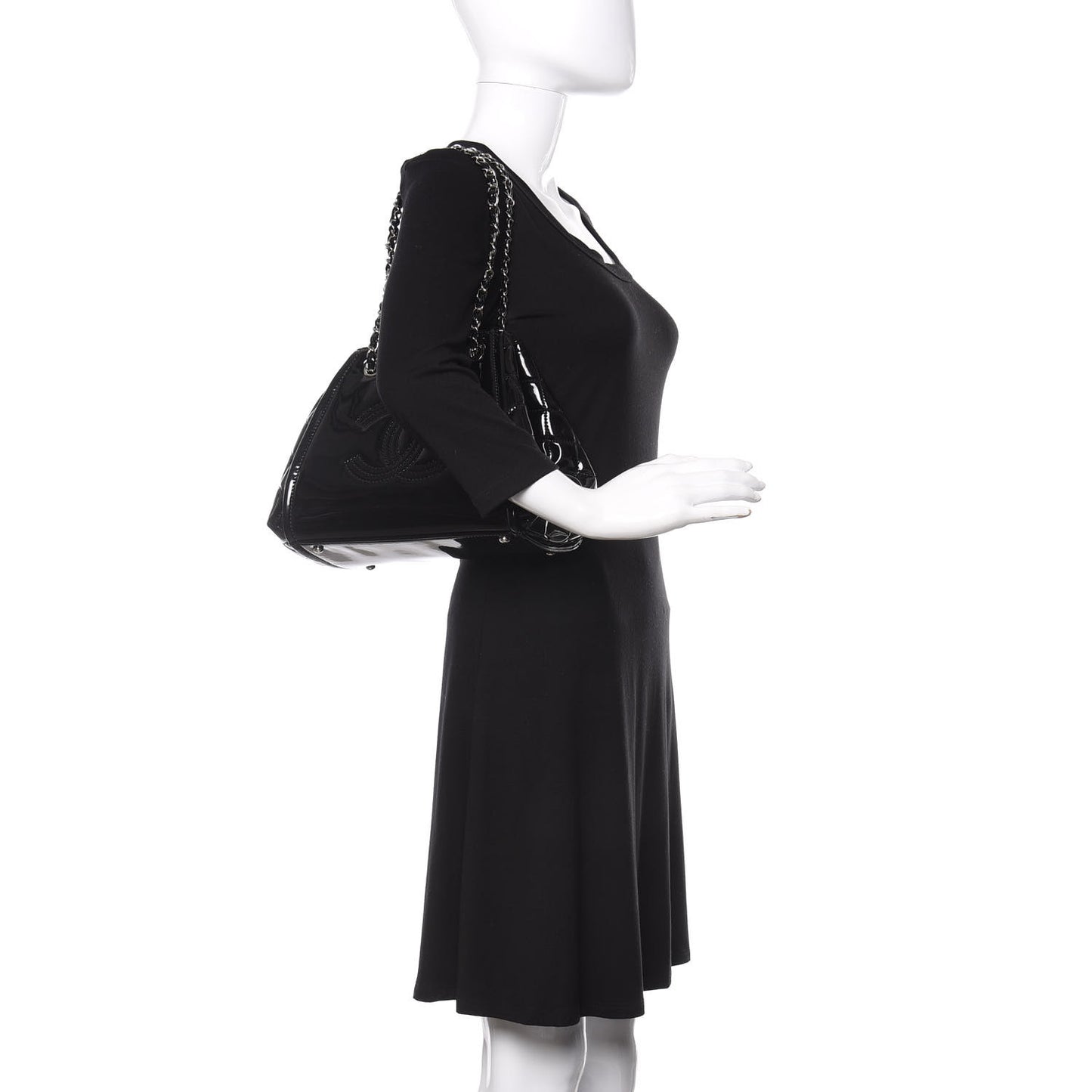 Vinyl Lipstick Ligne Accordion Tote Black