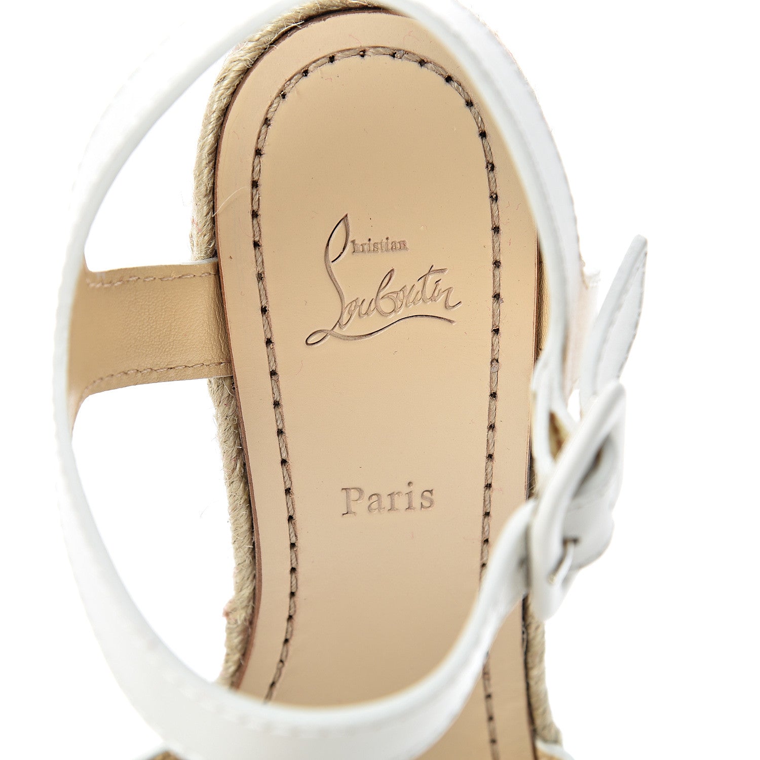 Christian Louboutin Calfskin Almeria 120 Wedge Sandals 39 Snow 7 of 10