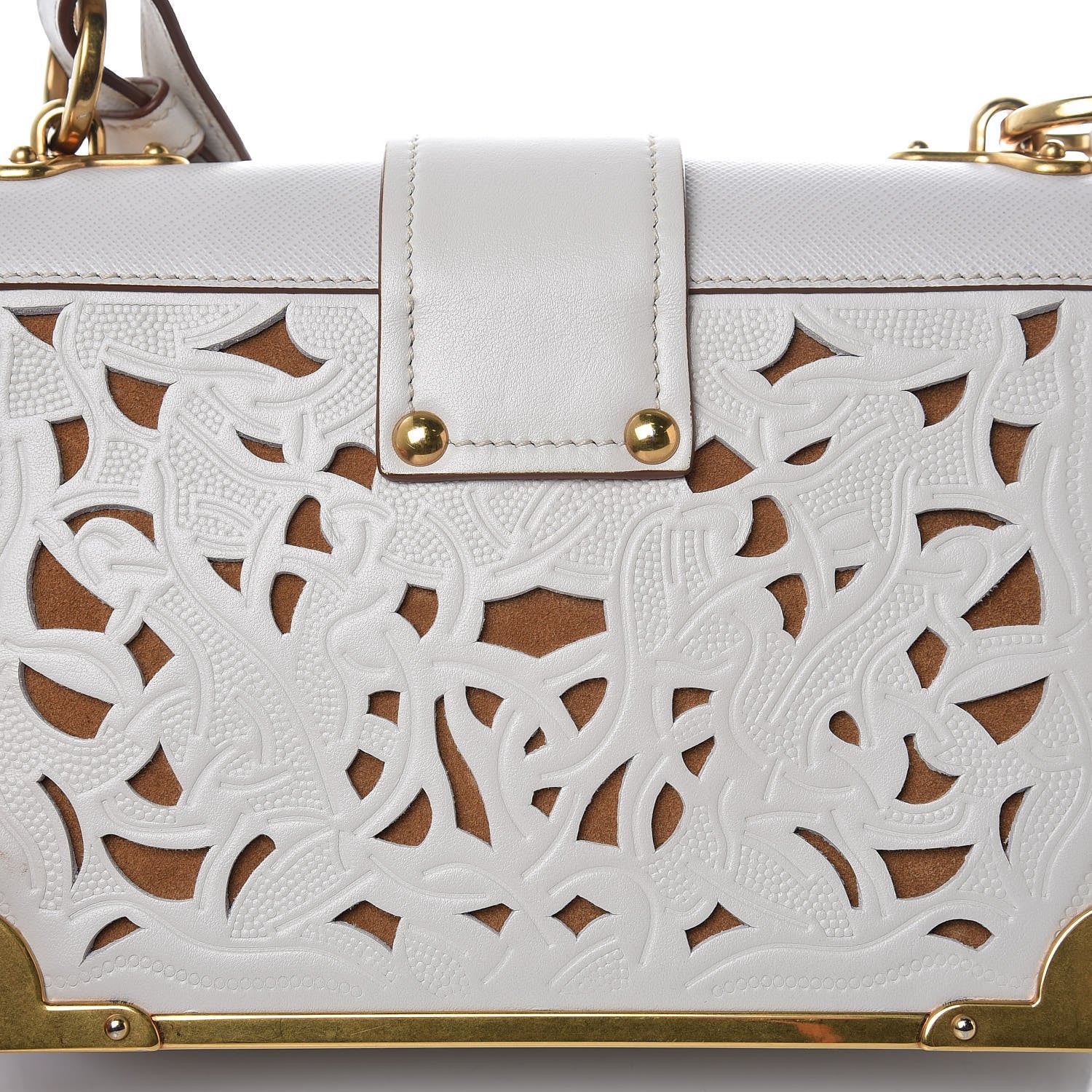 Prada City Calf Saffiano Laser Cut Cahier Bag Talco 7 of 12