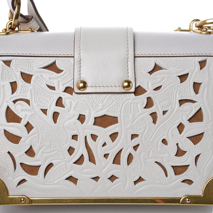 Prada City Calf Saffiano Laser Cut Cahier Bag Talco 7 of 12