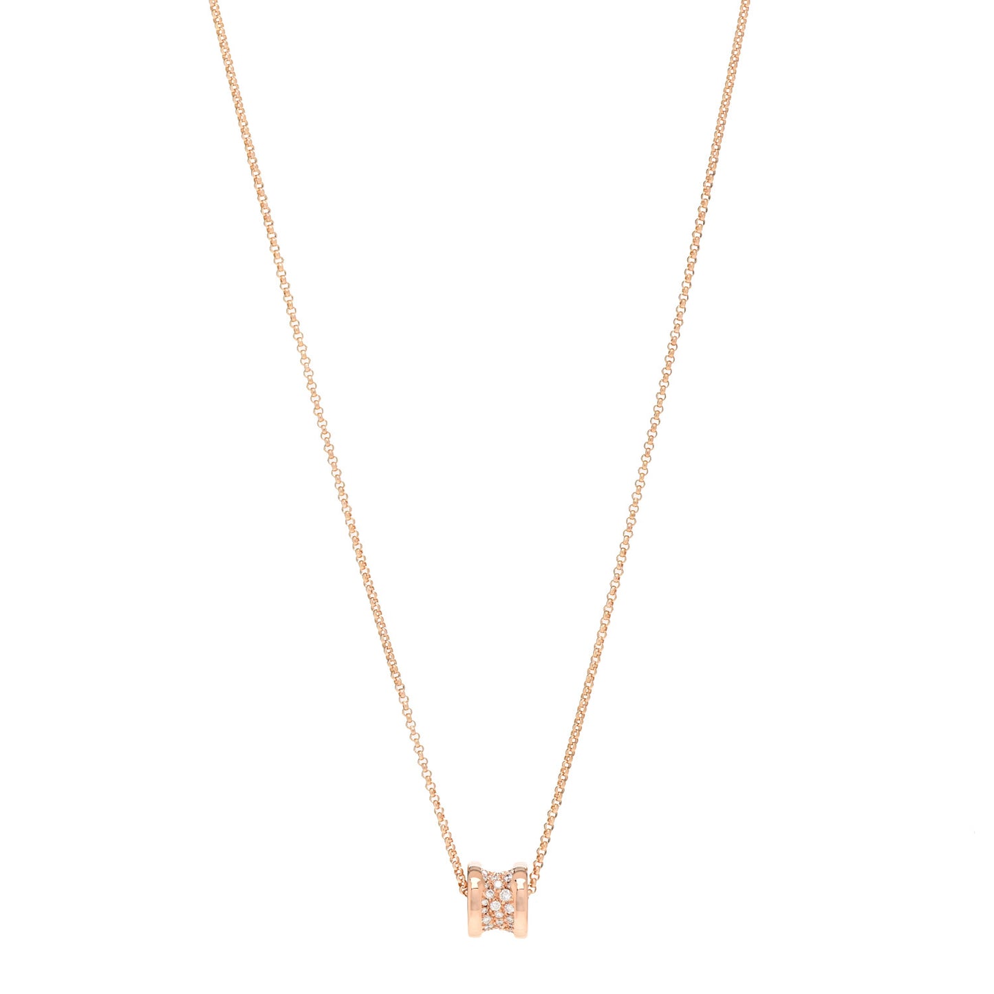 18K Rose Gold Diamond Small B.Zero1 Pave Pendant Necklace