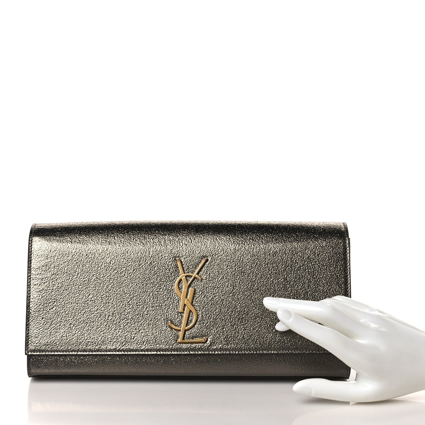 Metallic Textured Calfskin Classic Monogram Cassandre Clutch Bronze