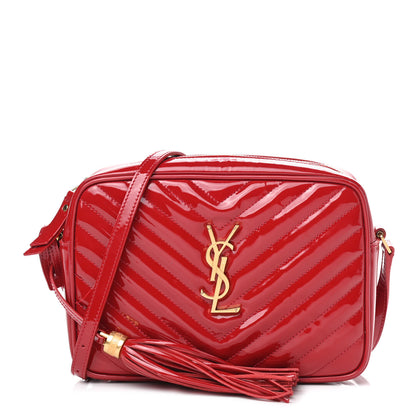 Saint Laurent Patent Calfskin Matelasse Monogram Lou Camera Bag Red 1 of 10