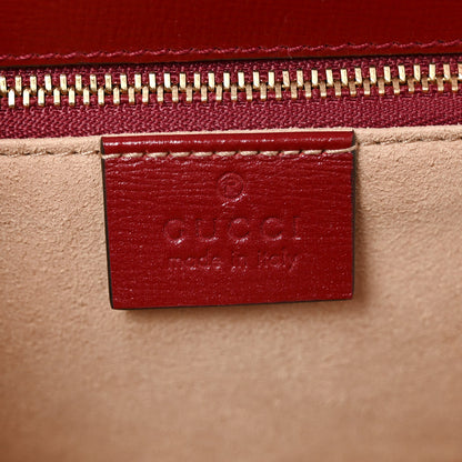 Gucci GG Supreme Monogram Azalea Calfskin Horsebit 1955 Shoulder Bag Beige Ebony New Cherry Red 6 of 10