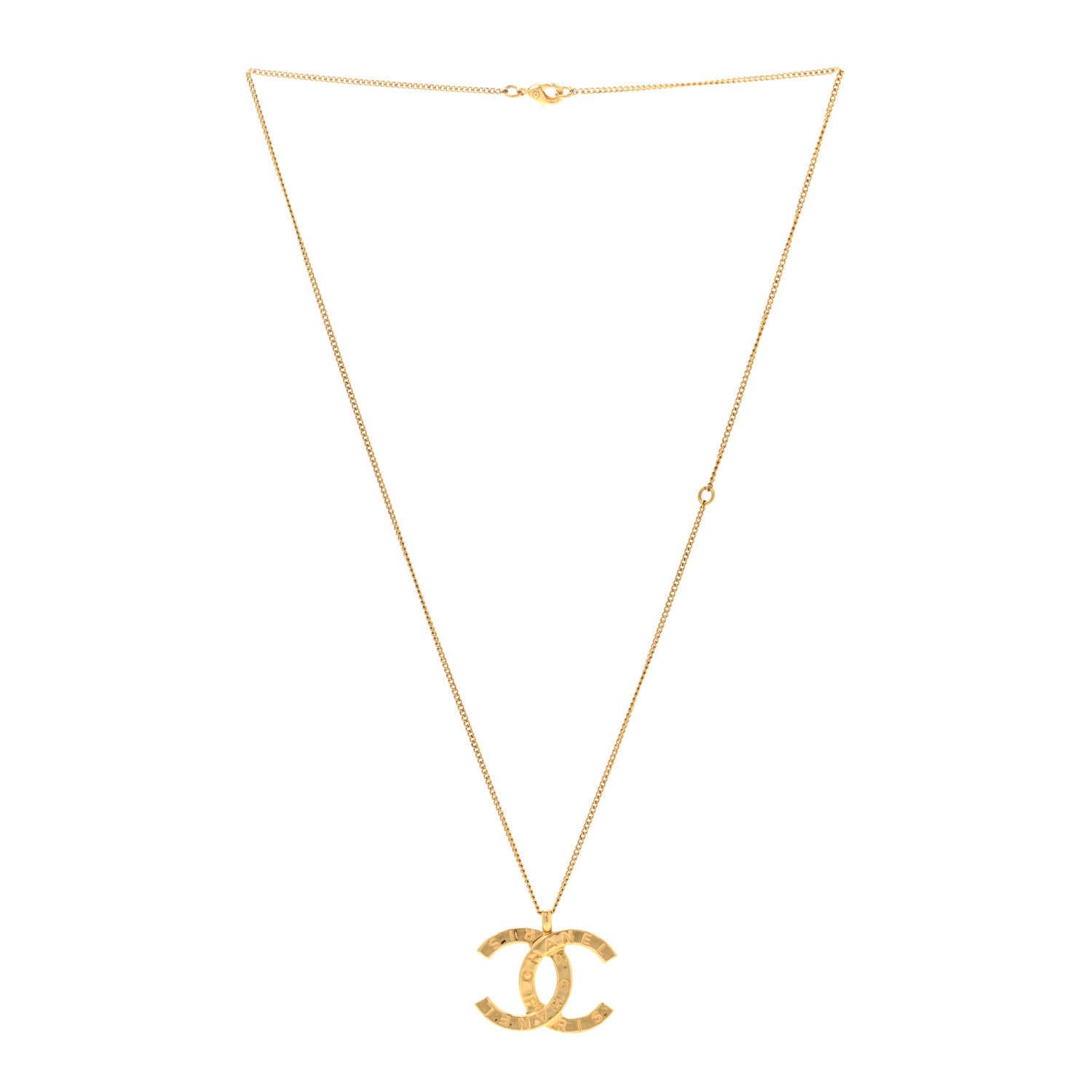 Chanel Metal CC Paris Button Necklace Gold 3 of 6