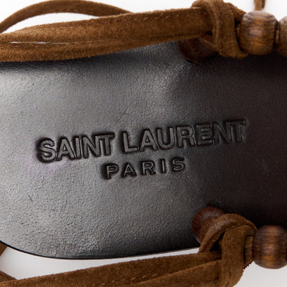 Saint Laurent Suede Wood Gia Sandals 37.5 Land 6 of 8