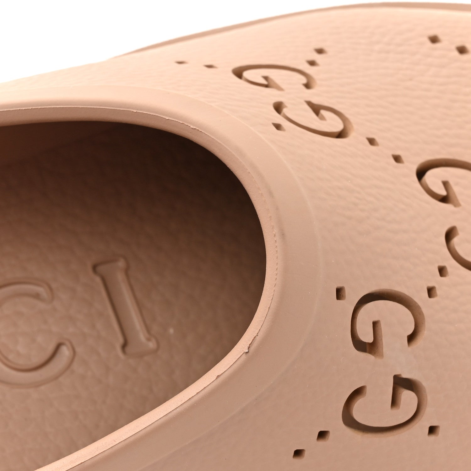 Gucci Rubber GG Monogram Perforated Elea Platform 55mm Lug Sole Sandals 41 Vintage Camel 9 of 11