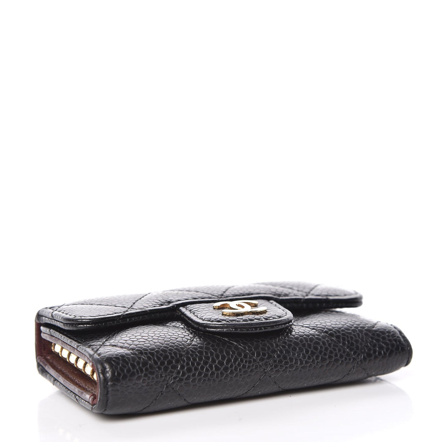 Caviar Quilted 6 Key Holder Black