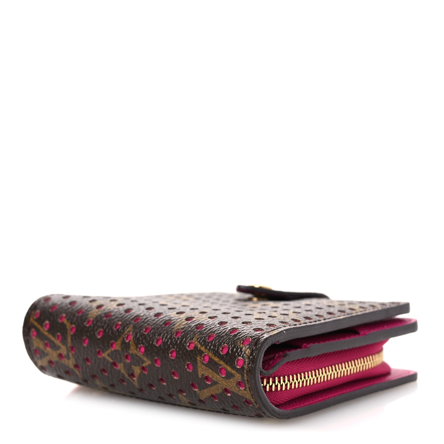 Monogram Perforated Compact Zipped Wallet Fuchsia