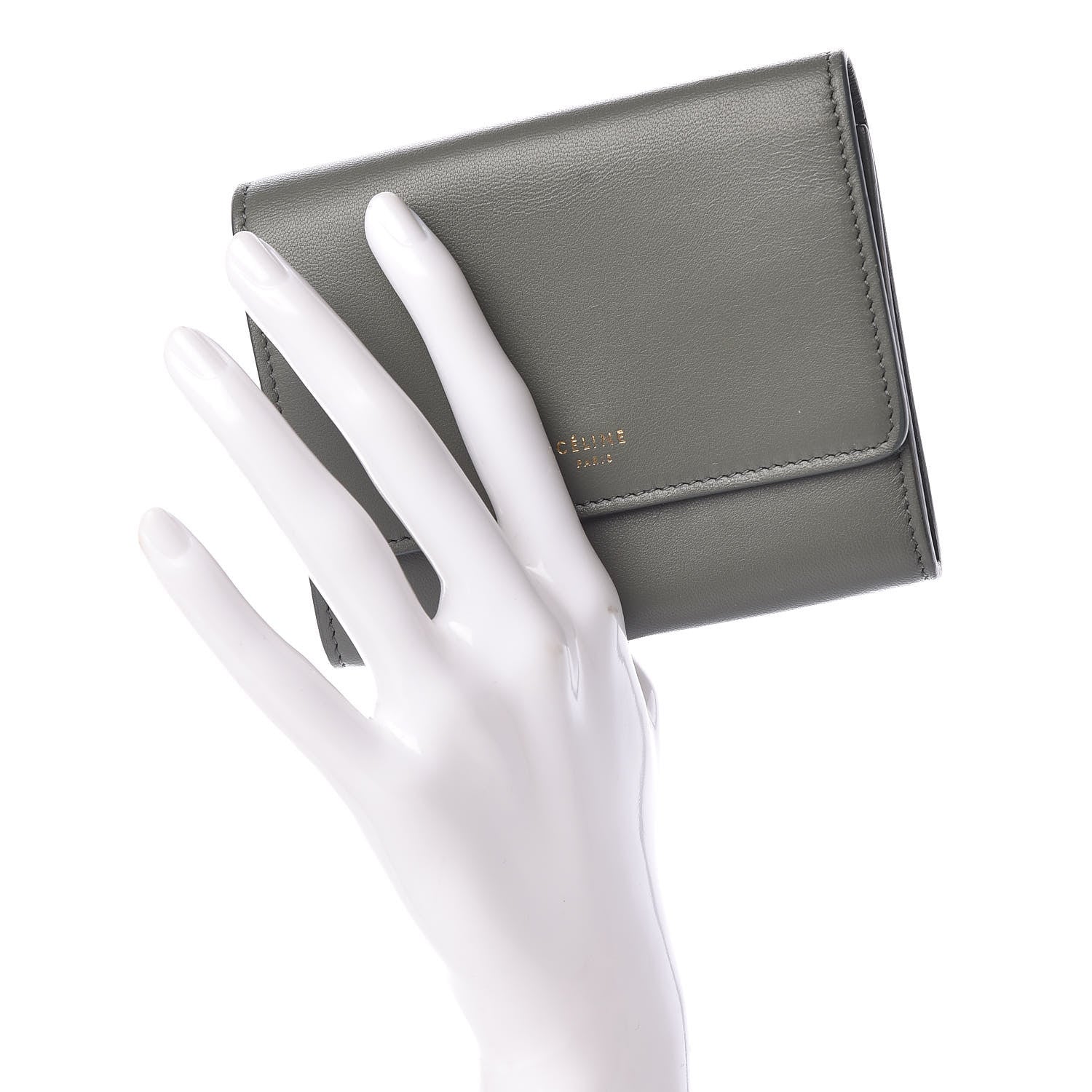 Celine Smooth Calfskin Compact Wallet Smoke 2 of 11
