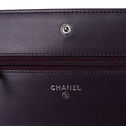 Chanel Caviar Quilted Diamond CC Wallet On Chain WOC Dark Purple 5 of 14