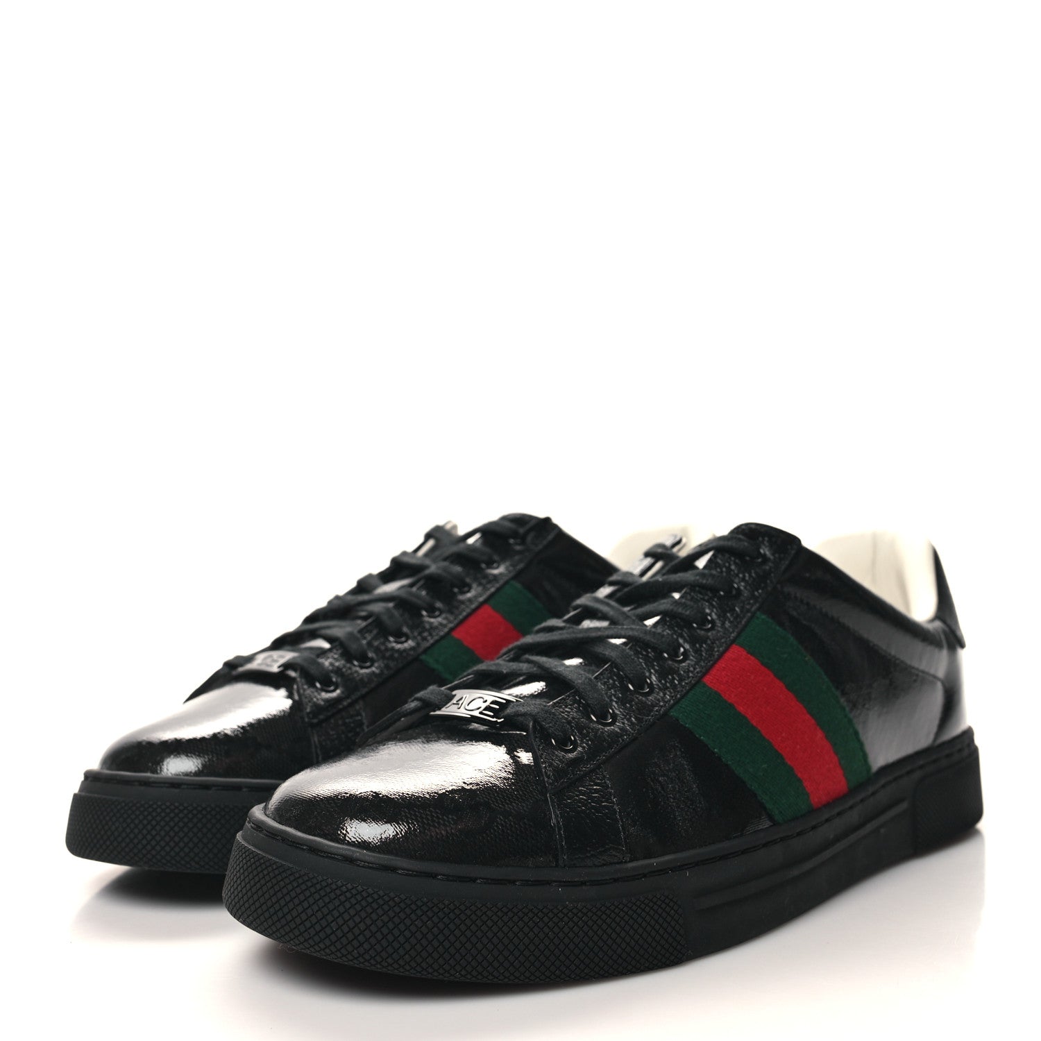 Gucci Crystal GG Monogram Web Mens New Ace Sneakers 8 Black 3 of 9