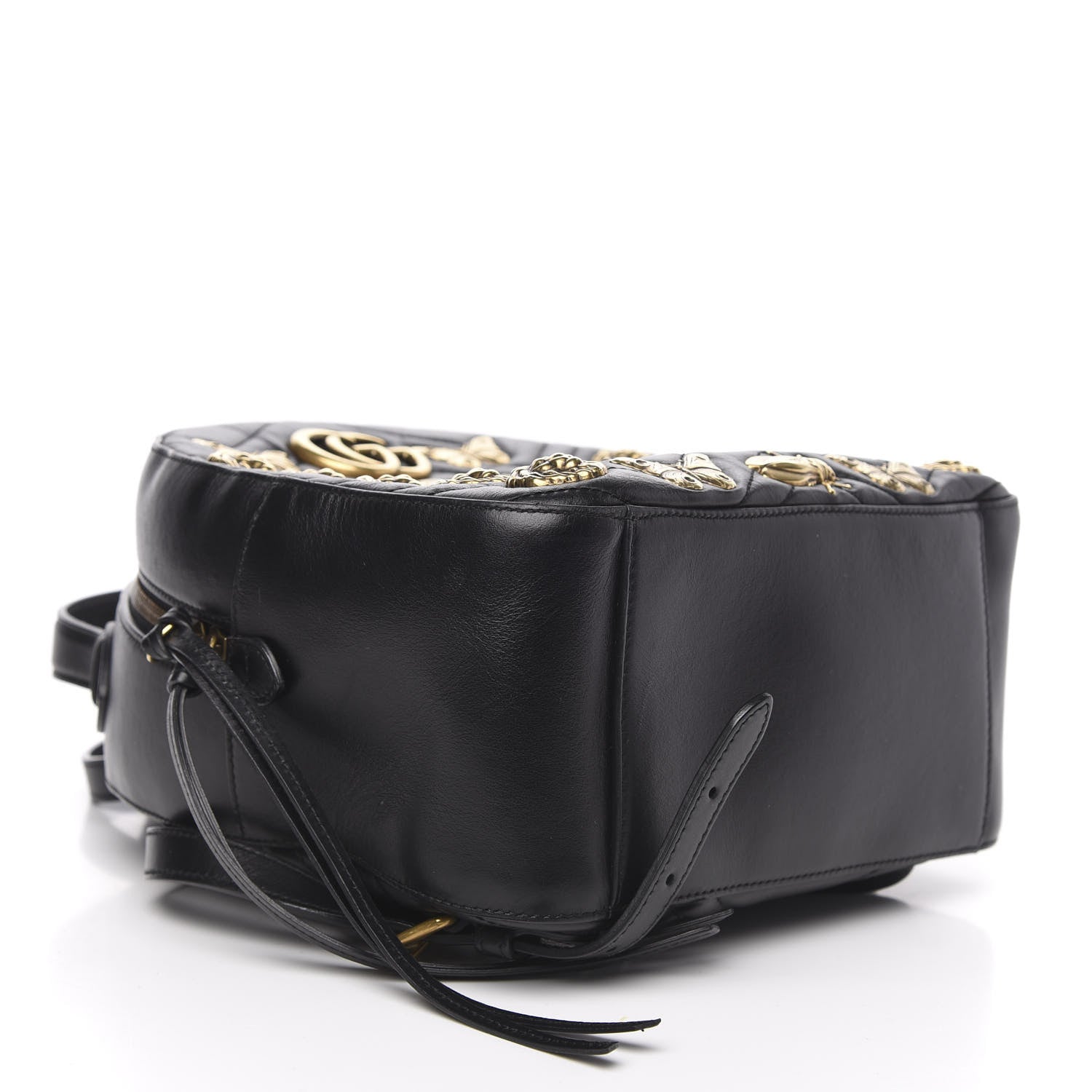 Gucci Calfskin Matelasse Animal Studs GG Marmont Dome Backpack Black 3 of 12