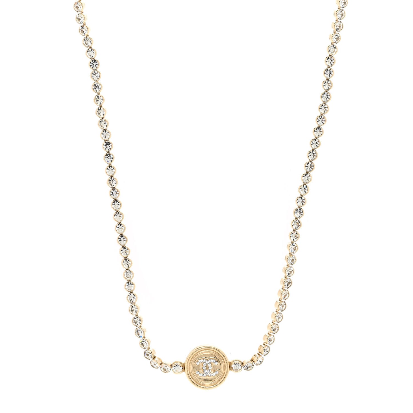 Crystal CC Chain Short Necklace Gold