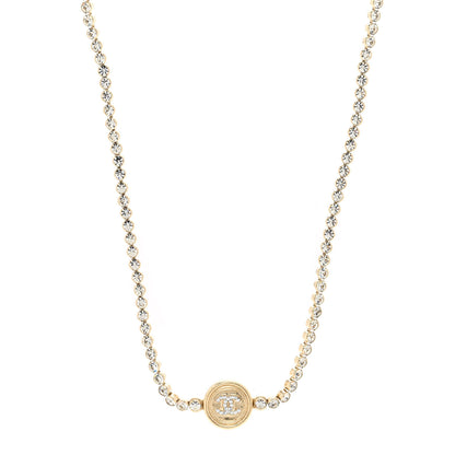 Chanel Crystal CC Chain Short Necklace Gold 1 of 4