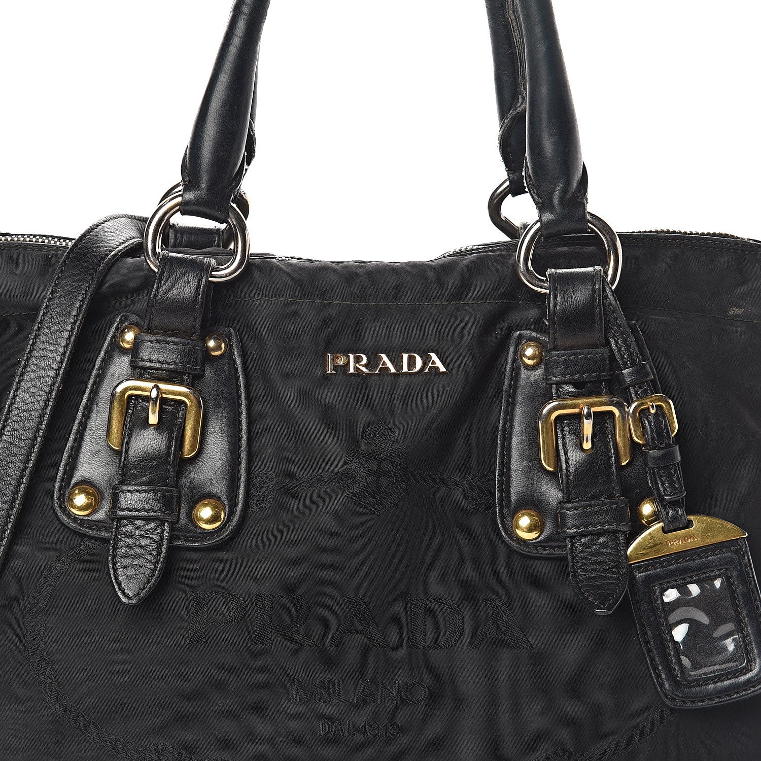 Prada Tessuto Nylon Jacquard Logo Tote Black 6 of 8