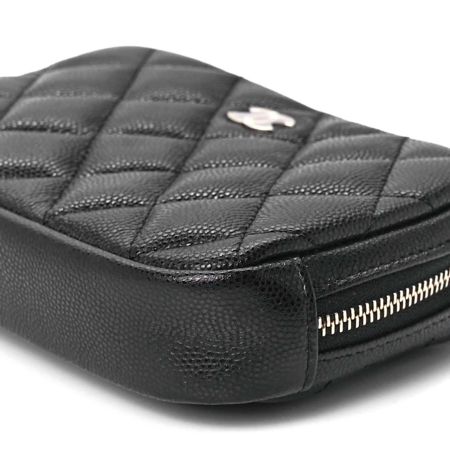 Caviar Quilted Curvy Pouch Cosmetic Case Black