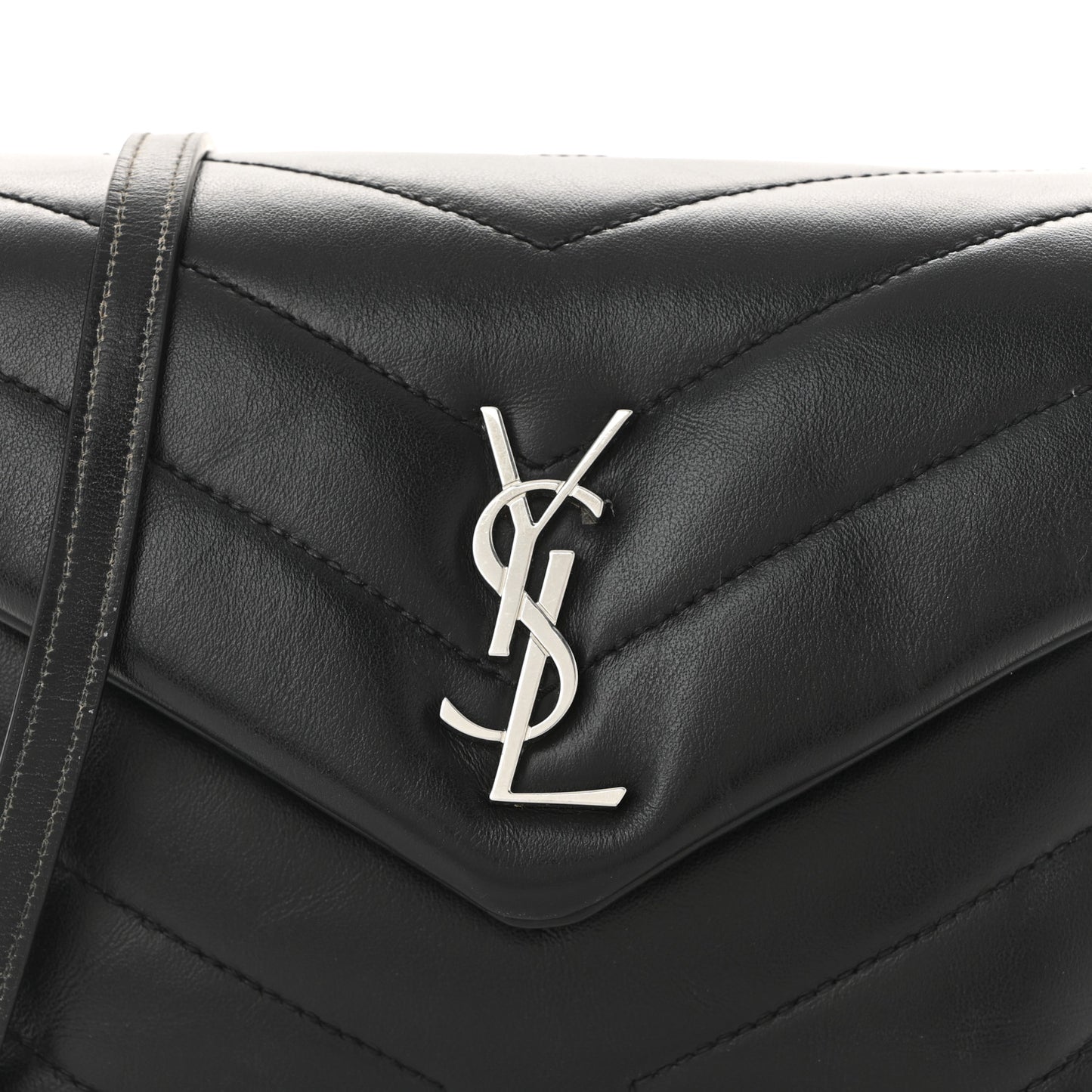 Calfskin Y Quilted Monogram Toy Loulou Crossbody Bag Black