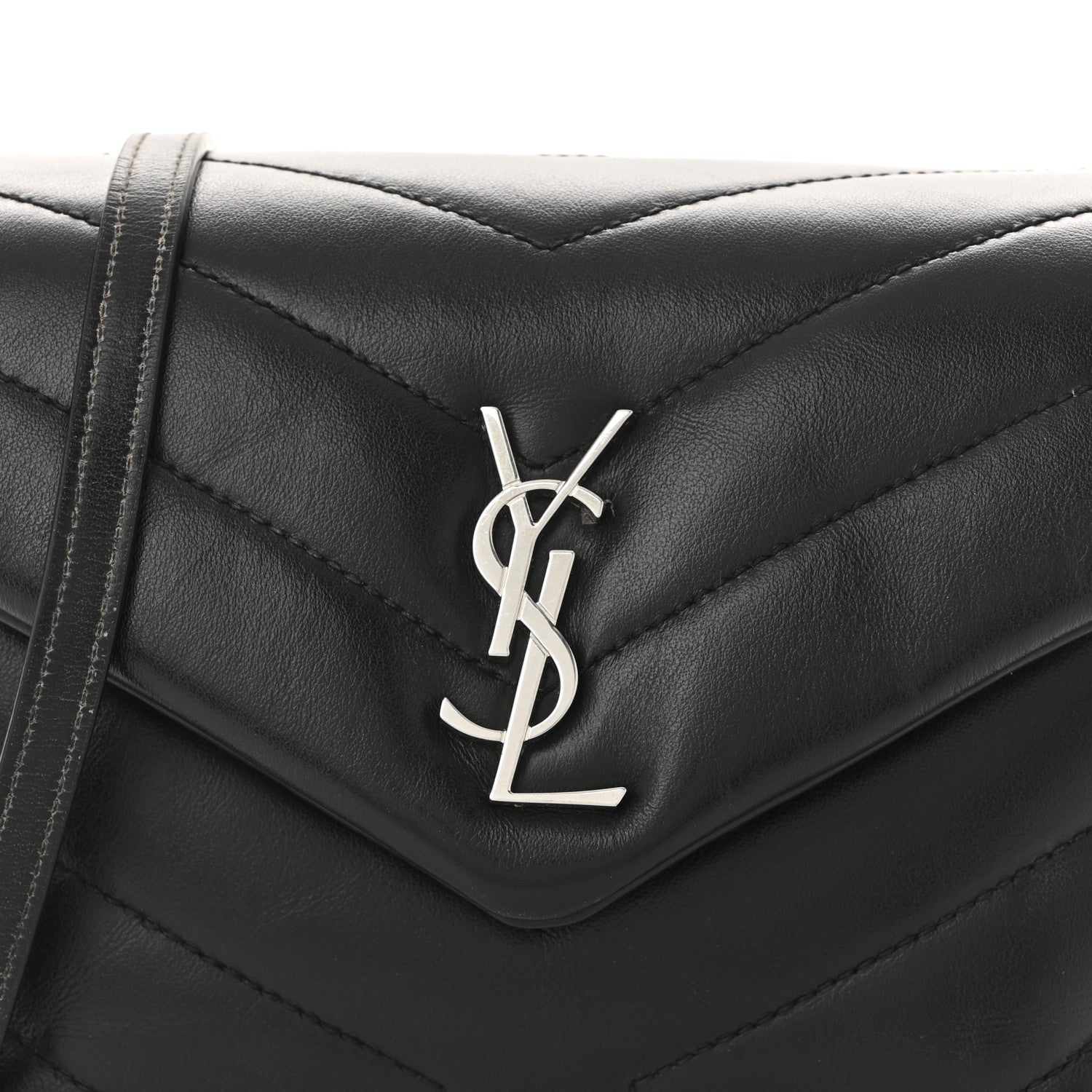 Saint Laurent Calfskin Y Quilted Monogram Toy Loulou Crossbody Bag Black 8 of 10