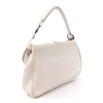 Christian Dior Pebbled Calfskin Braided Gaucho Double Saddle Flap Bag White 3 of 14