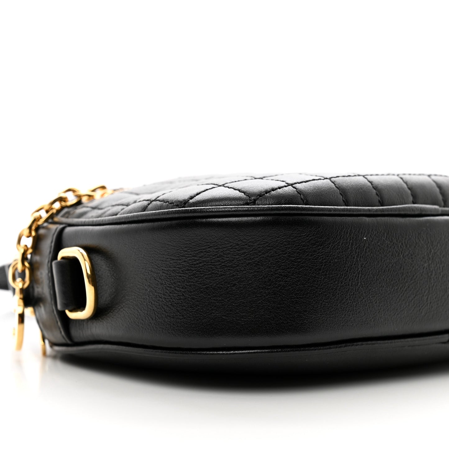 Calfskin Quilted Small C Charm Bag Black