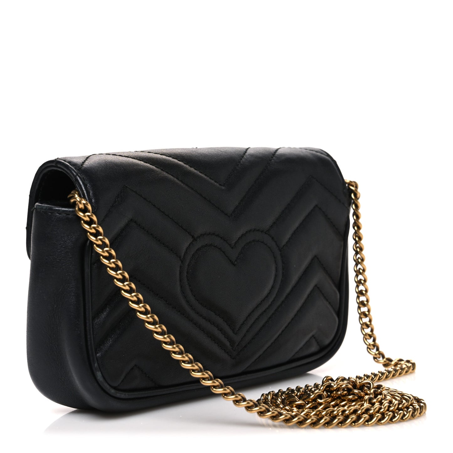 Calfskin Matelasse Super Mini GG Marmont Shoulder Bag Black