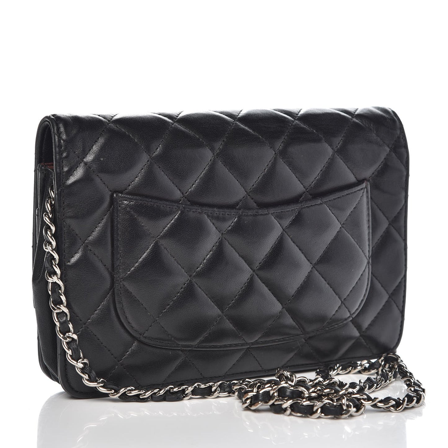Lambskin Quilted Wallet On Chain WOC Black