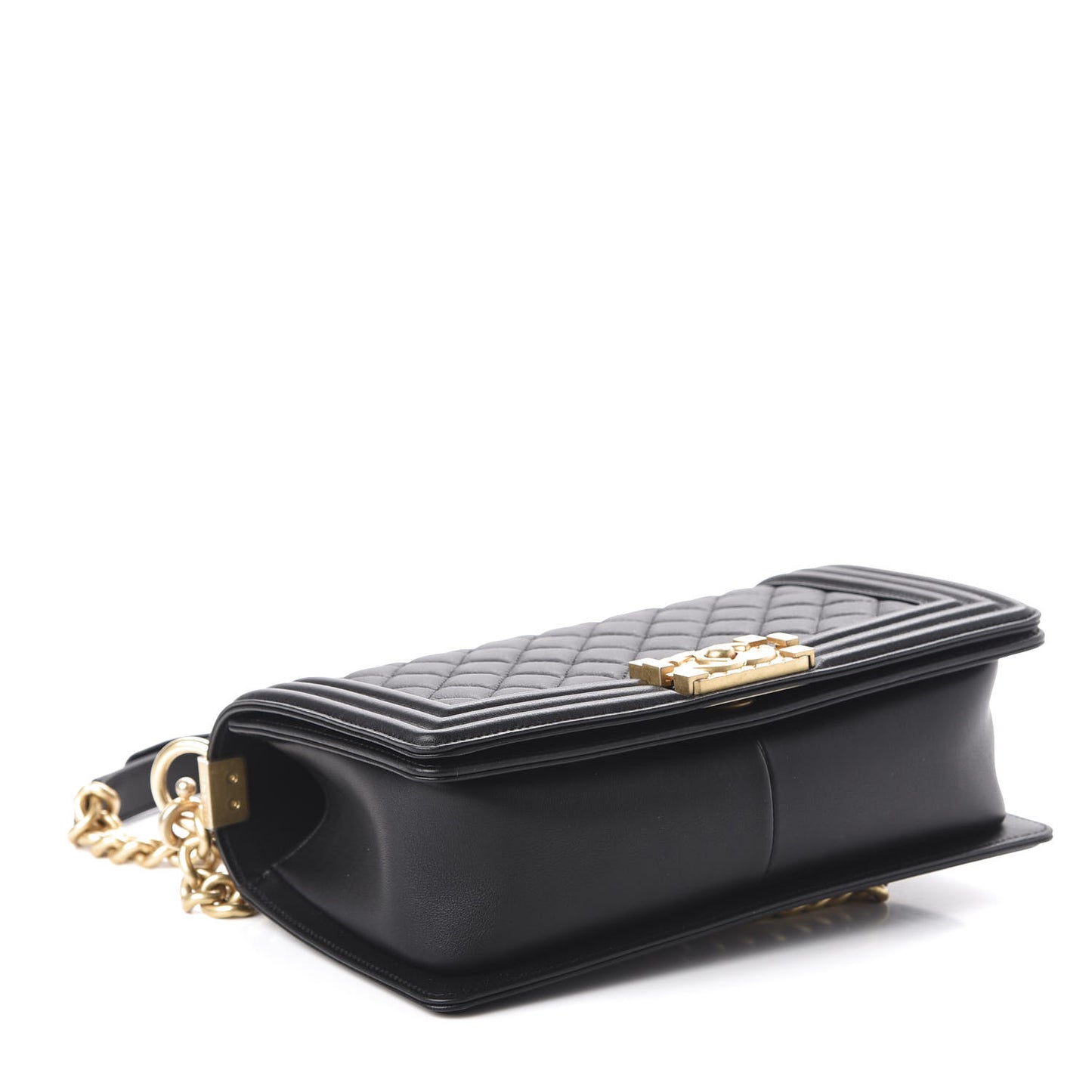 Calfskin Medium Boy Logo Top Handle Flap Black