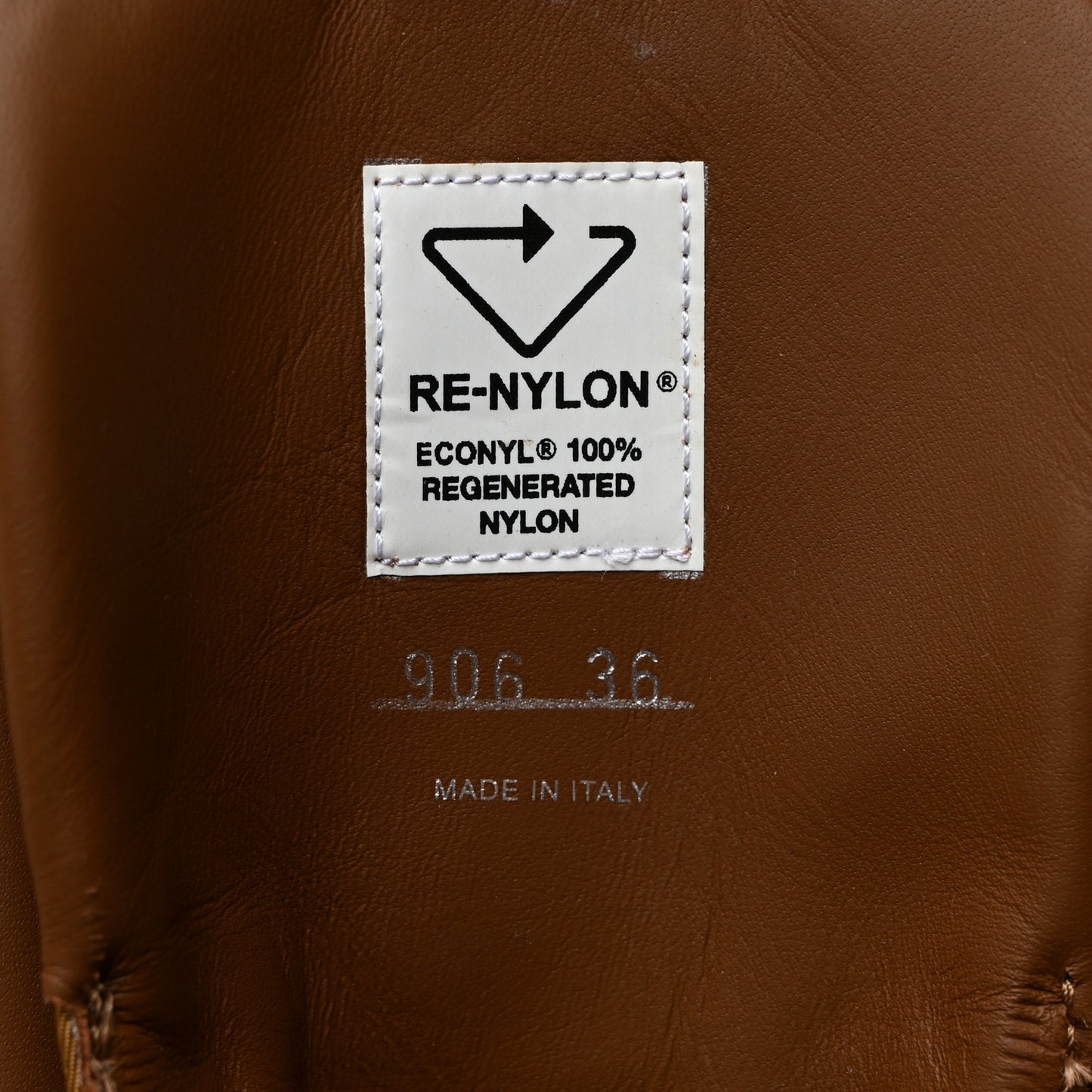 Re-Nylon Spazzolato Rois Metal Triangle Logo Tall 50mm Combat Boots 36 Tobacco Brown