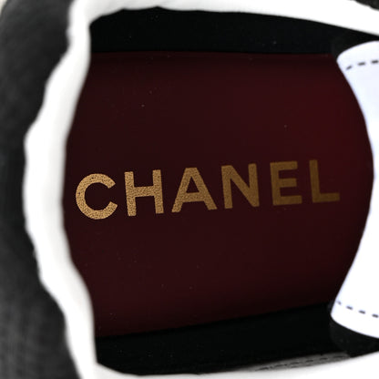 Chanel Mesh Suede Calfskin Womens Logo Sneakers 38.5 Black White 9 of 10