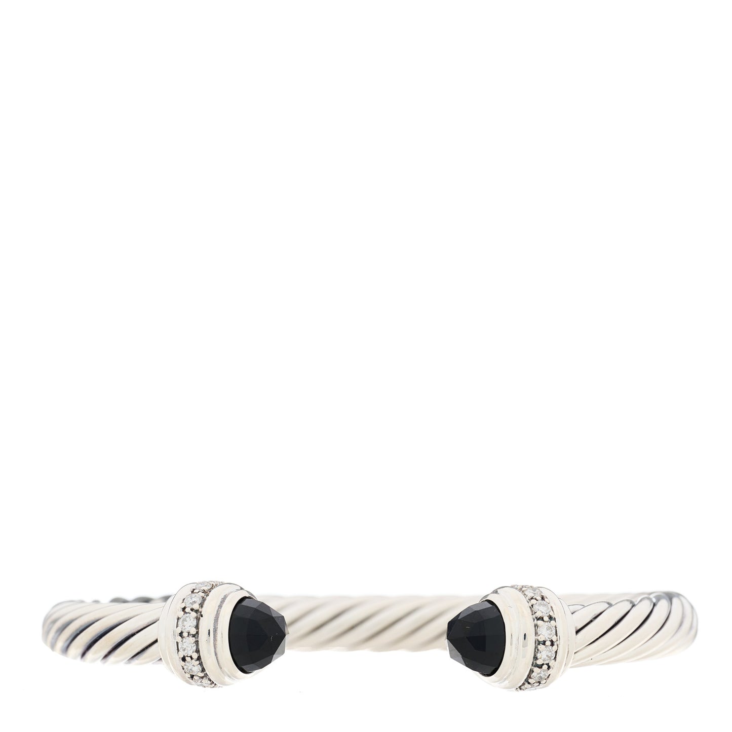 Sterling Silver Diamond Black Onyx 7mm Cable Classics Bracelet