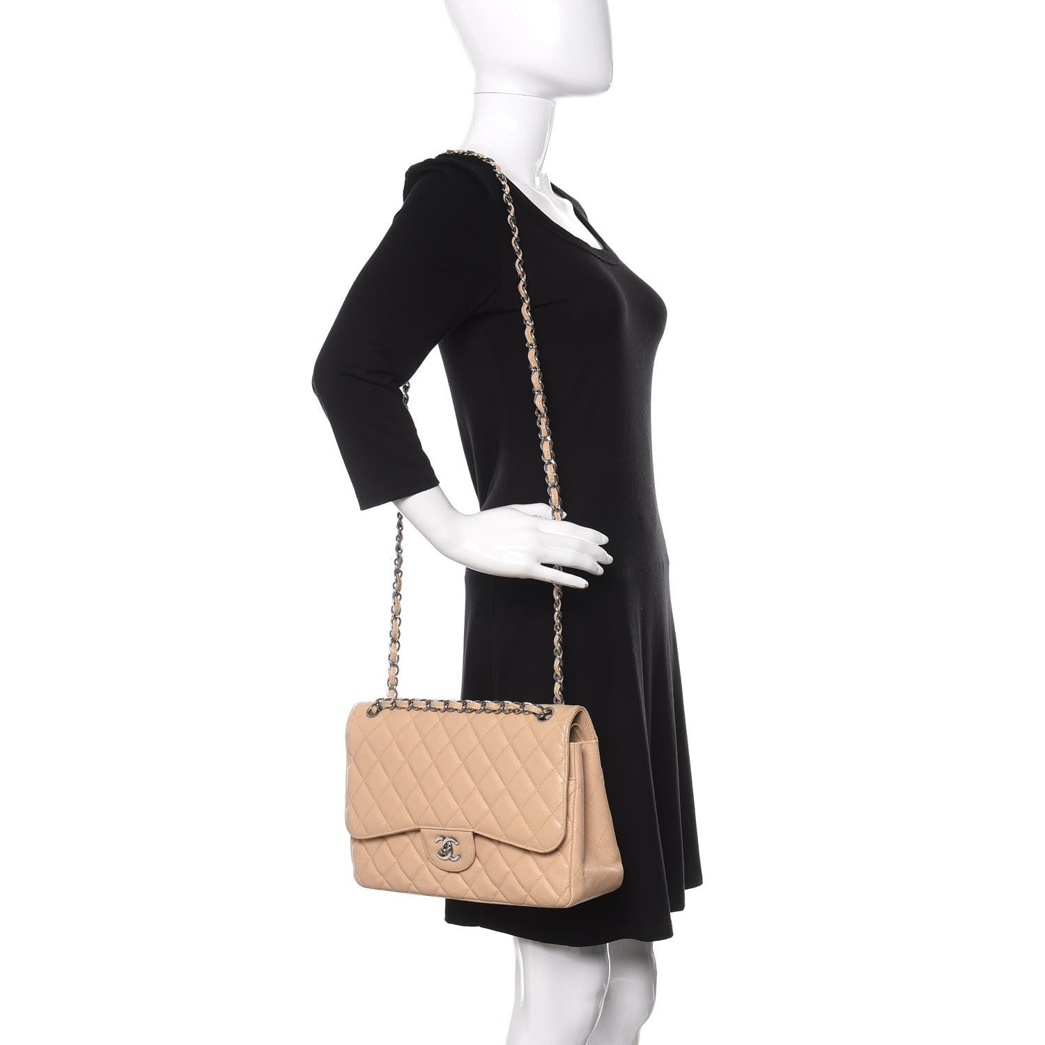 Chanel Caviar Quilted Jumbo Double Flap Beige Clair 3 of 14