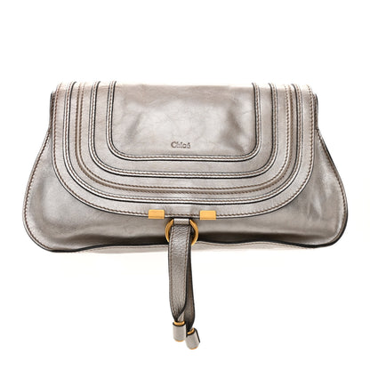 Chloe Metallic Calfskin Marcie Clutch Pewter 1 of 8