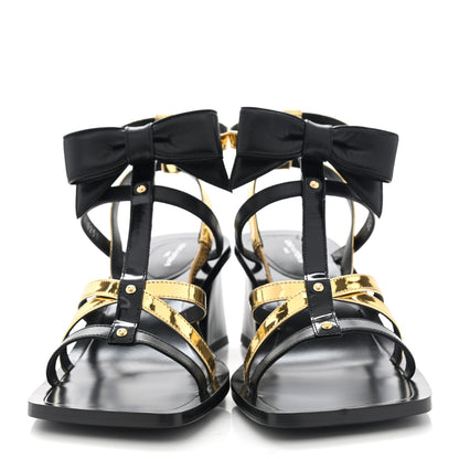 Louis Vuitton Metallic Calfskin Peplum Sandals 37.5 Gold 2 of 9