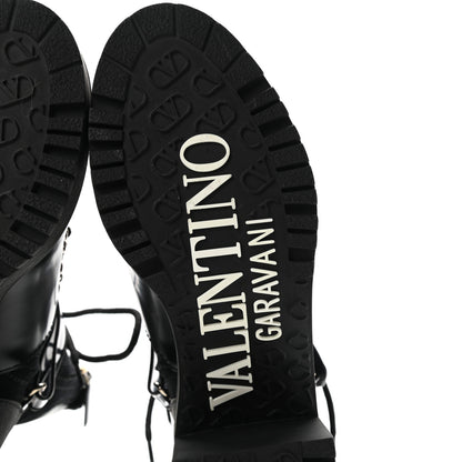Valentino Garavani Calfskin Shearling VLOGO Combat Boots 38.5 Black 6 of 6