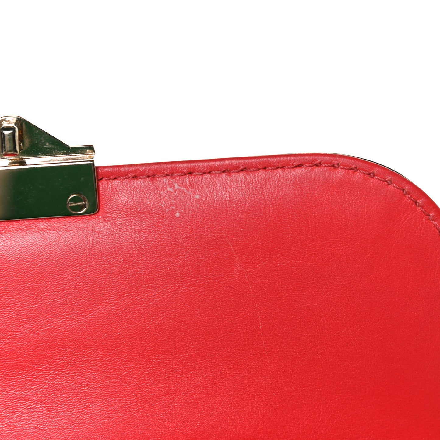 Vitello Small Glam Lock Rockstud Flap Red