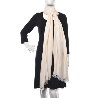 Hermes Cashmere Silk Ex Libris Stole White 3 of 9