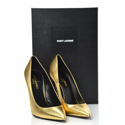 Saint Laurent Metallic Calfskin Opyum 110 Pumps 37 Oro 8 of 8