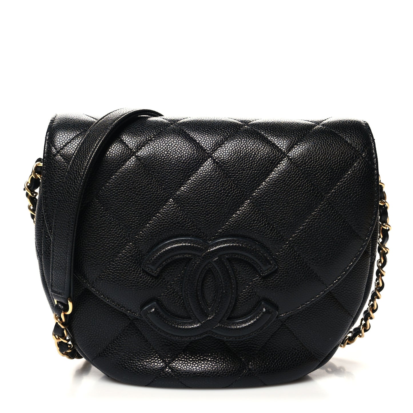 Caviar Quilted Small Messenger Flap Black