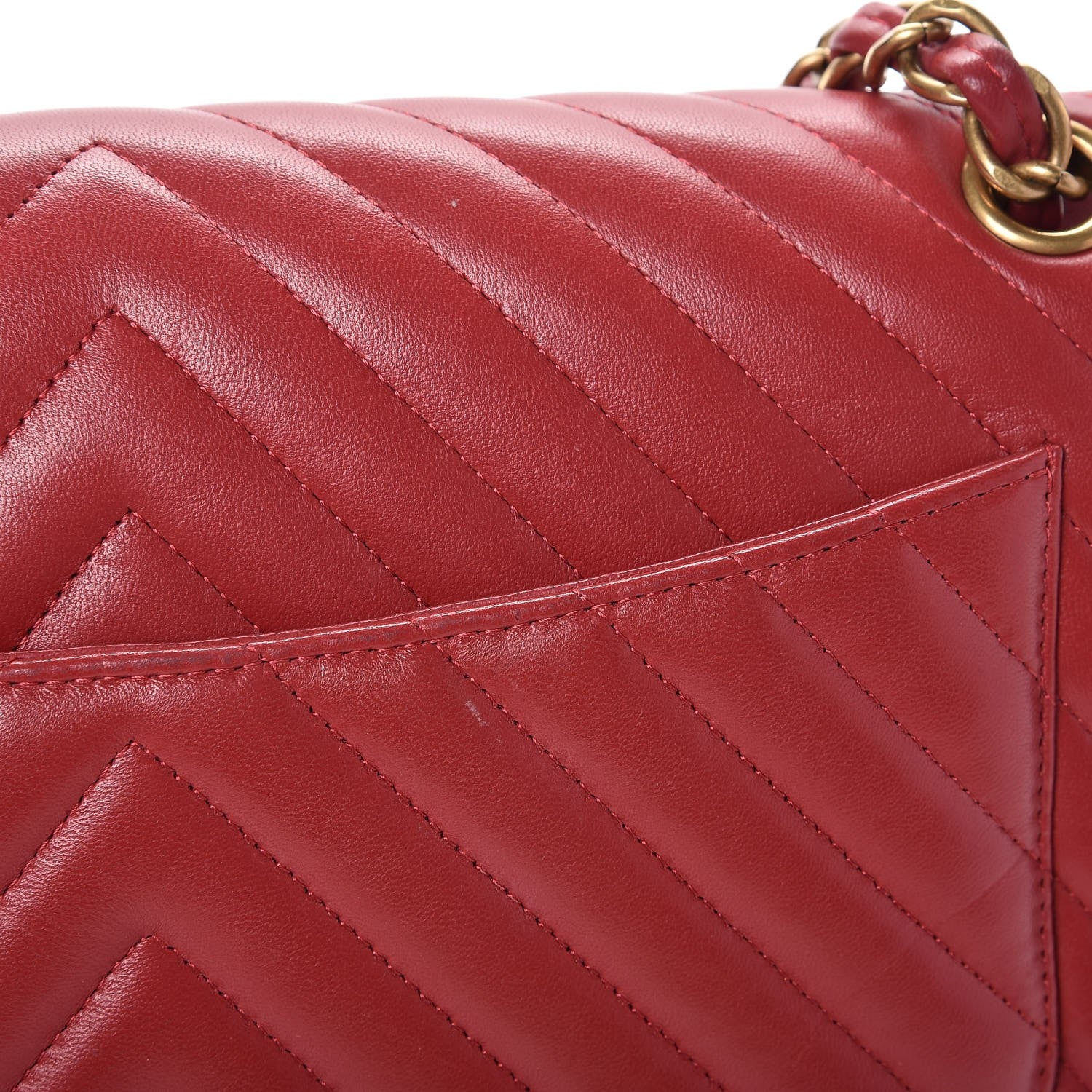 Chanel Lambskin Chevron Quilted Jumbo Double Flap Dark Red 10 of 15