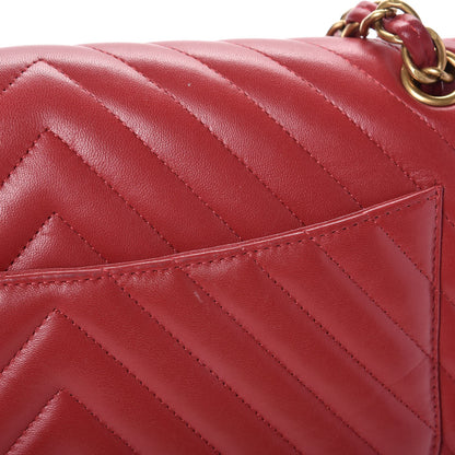 Chanel Lambskin Chevron Quilted Jumbo Double Flap Dark Red 10 of 15