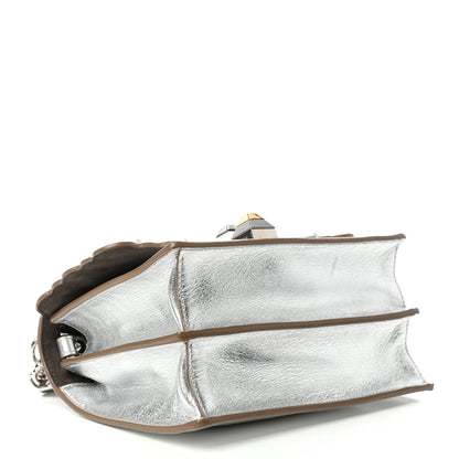 Fendi Vitello Catalan Mirror Scalloped Multi Studded Small Kan I Shoulder Bag Argento 4 of 9