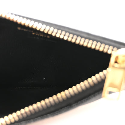 Saint Laurent Grain De Poudre Matelasse Chevron Monogram Fragments Zippered Card Case Black 5 of 6