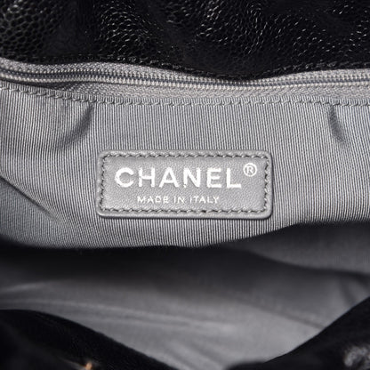 Chanel Distressed Glazed Caviar Quilted Large Elastic Tote Black 6 of 7