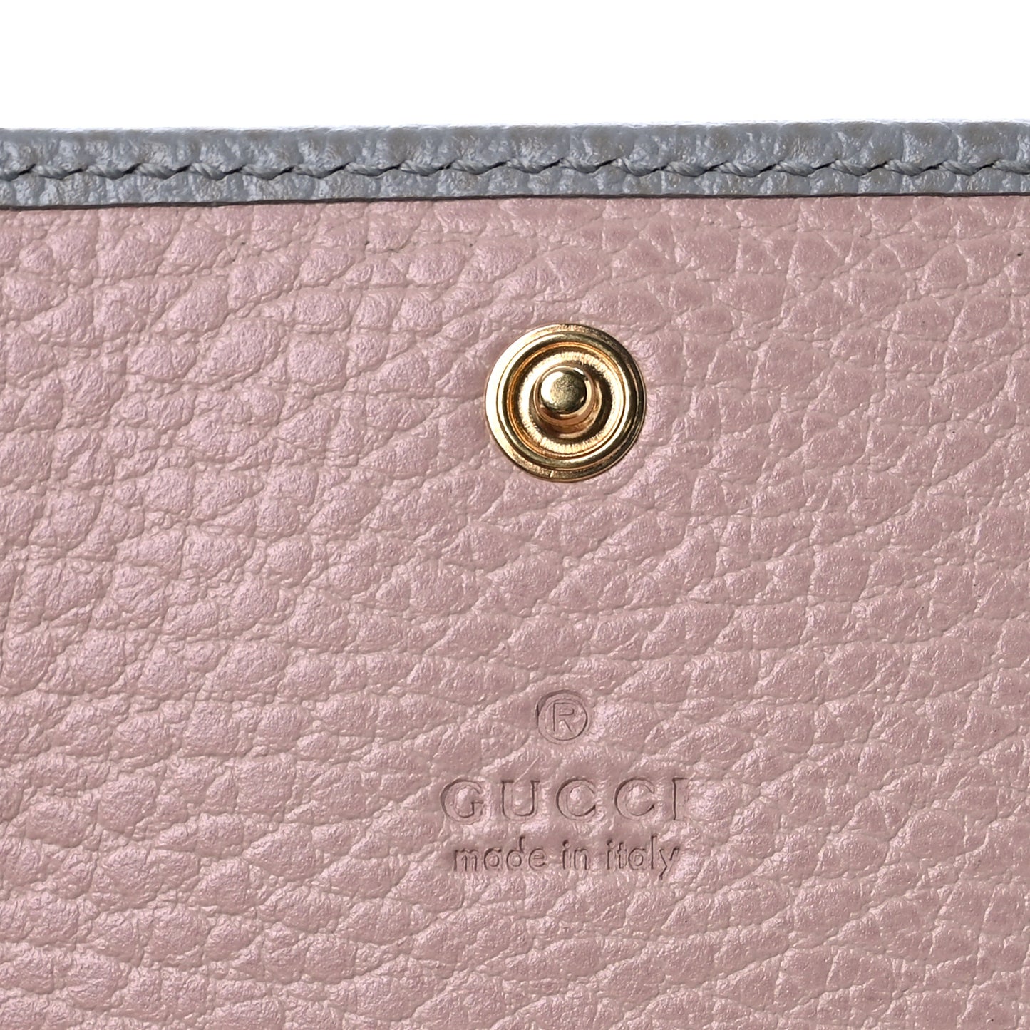 Dollar Calfskin GG Marmont Card Case Grey Sky Perfect Pink