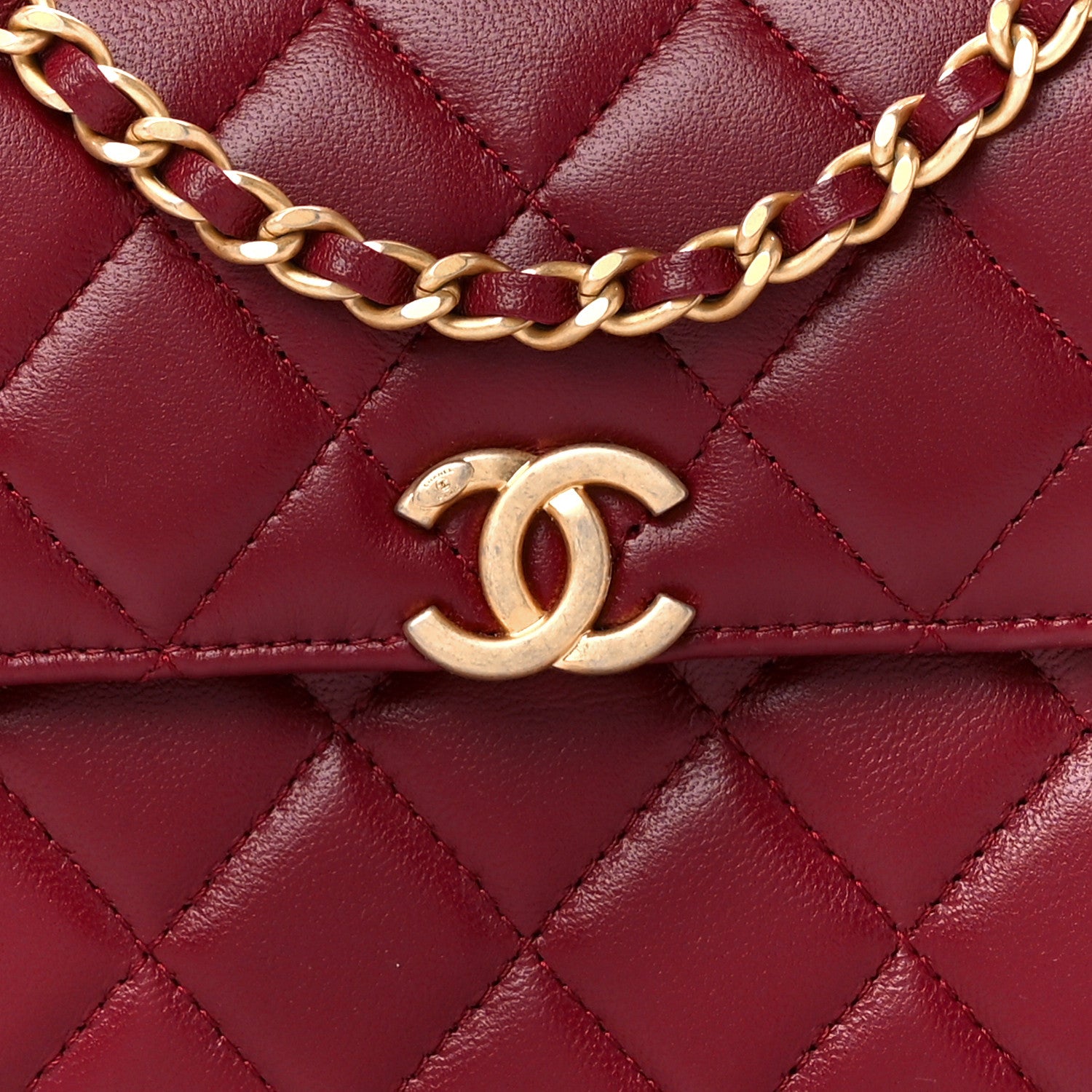 Chanel Lambskin Enamel Quilted Top Handle Flap With Chain Red 9 of 12