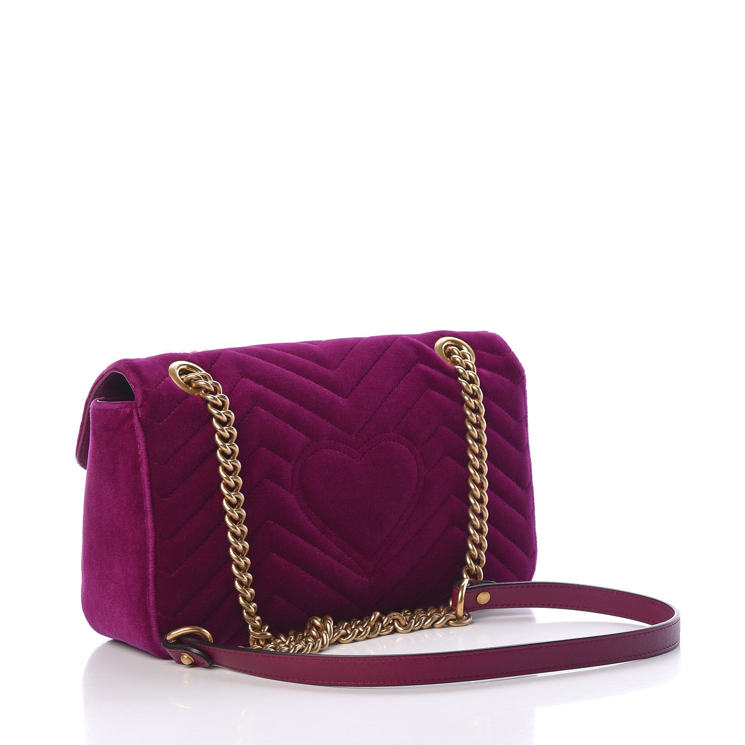 Gucci Velvet Matelasse Small GG Marmont Shoulder Bag Fuchsia Violet Cyclamen 3 of 18