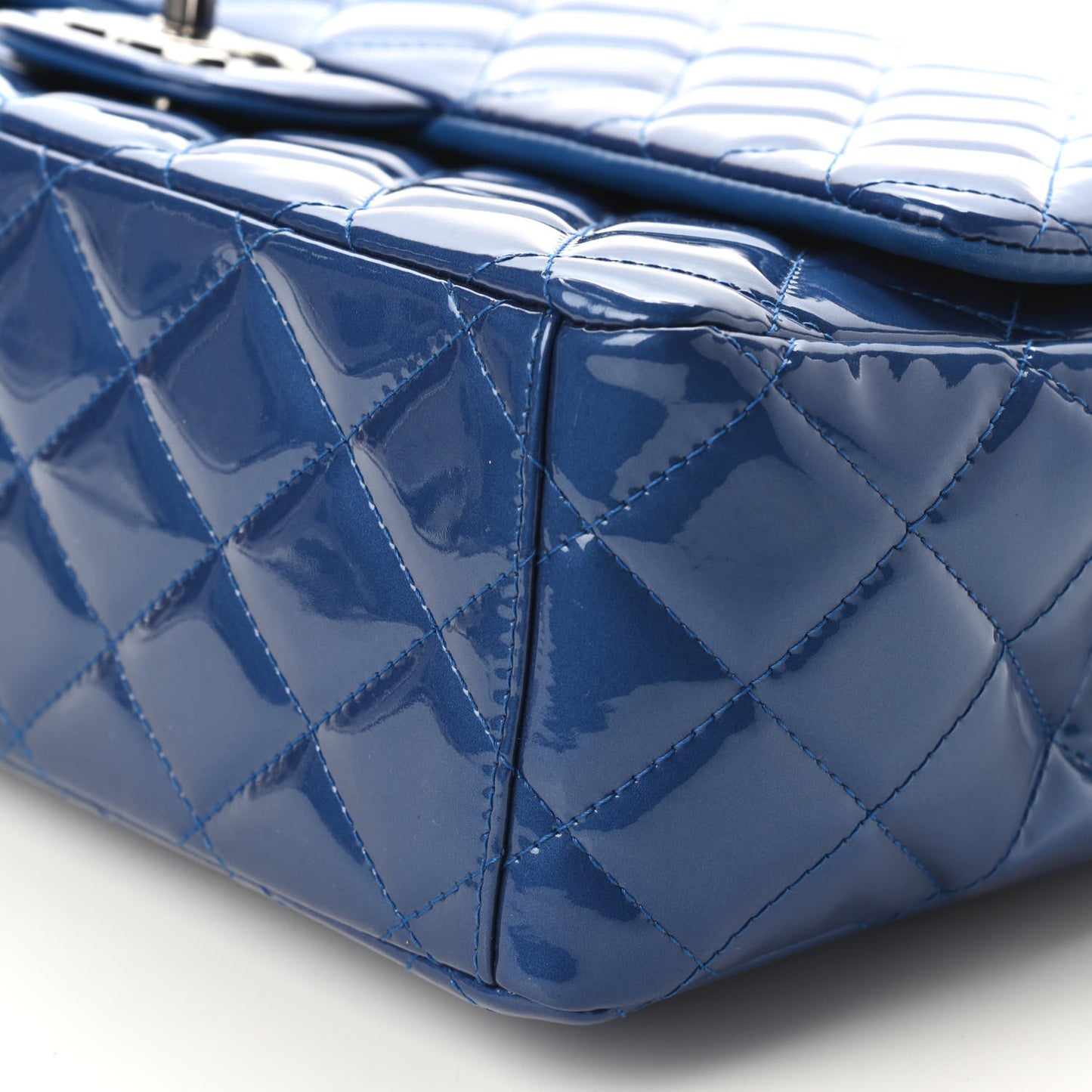 Patent Quilted Maxi Double Flap Blue