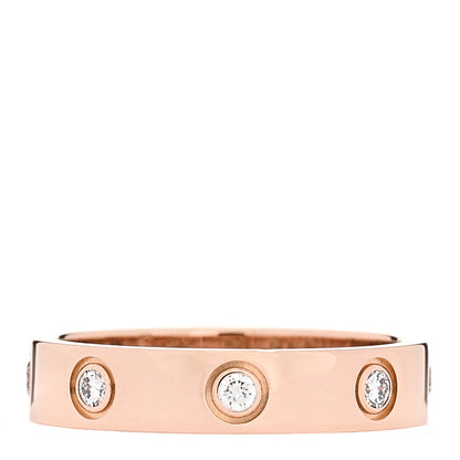Cartier 18K Pink Gold 8 Diamond 4mm LOVE Wedding Band Ring 50 5.25 1 of 4