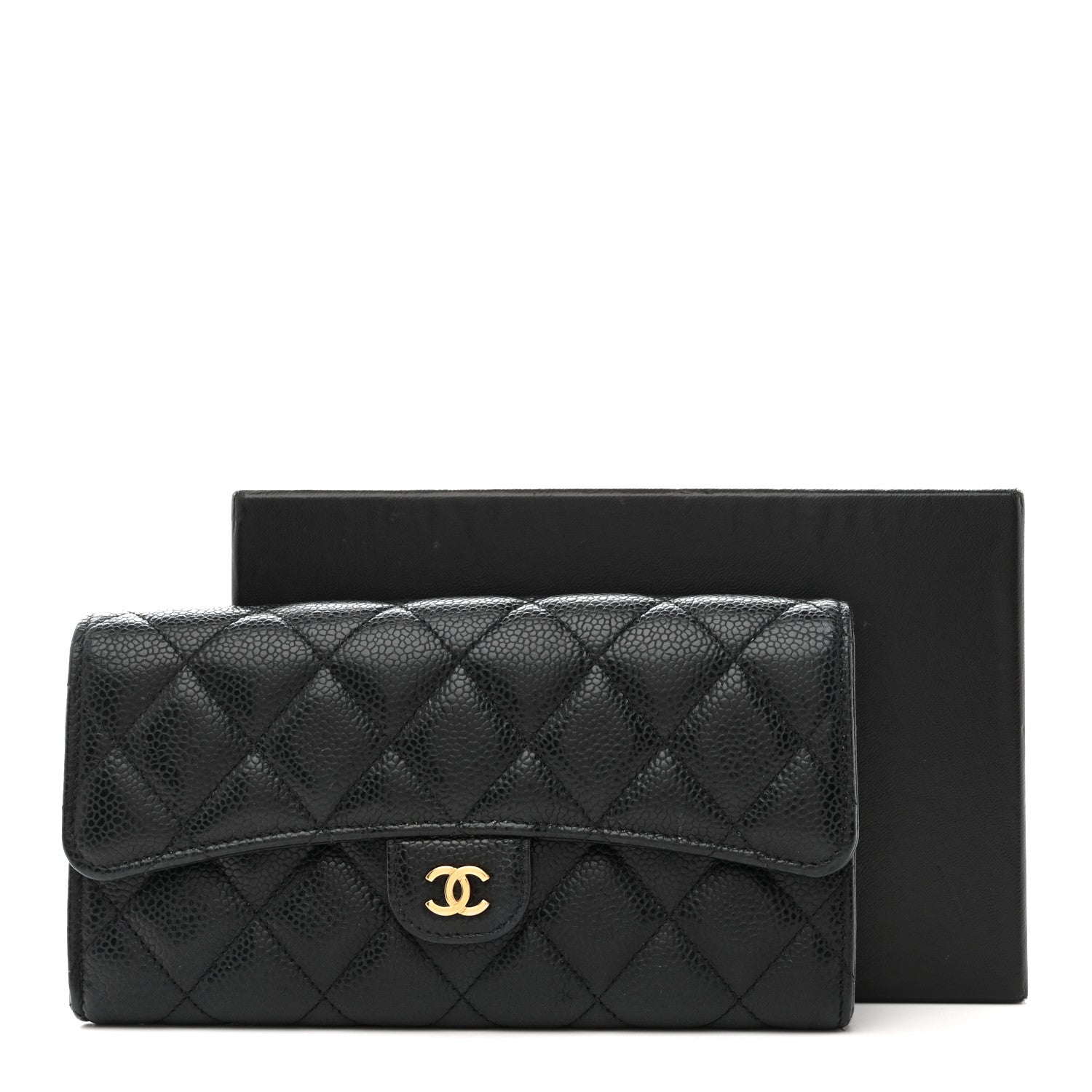 Chanel Caviar Quilted Large Gusset Flap Wallet Black 13 of 13